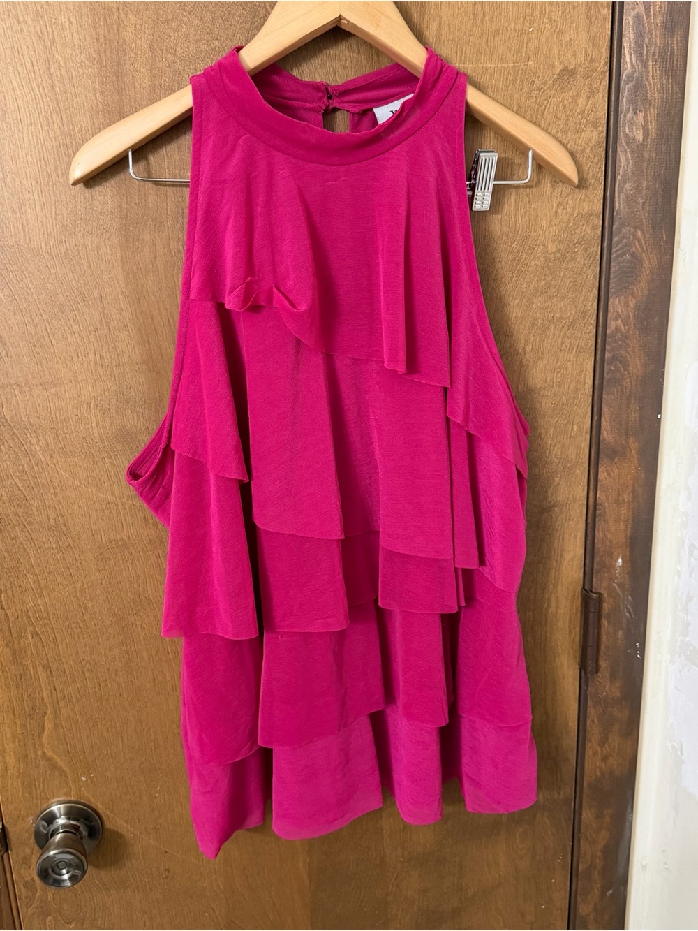 Worthington 2X Pink Ruffle Halter Tank Top NEW